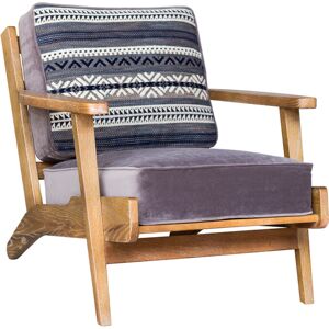 Robin des Bois Fauteuil vintage lounge en velours et tissu jacquard A motifs