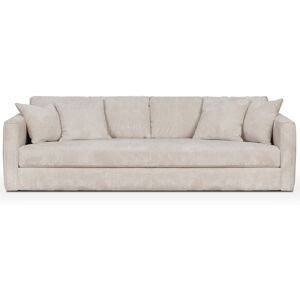 Homifab Canape 4 places velours cotele beige + 4 coussins