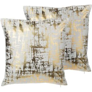 Beliani Lot de 2 coussin decoratifs en tissu dore 45x12cm