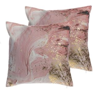 Beliani Lot de 2 coussin decoratifs en tissu rose 45x12cm