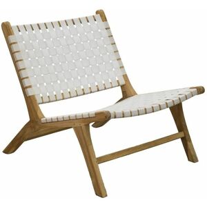 Aubry Gaspard Fauteuil design en teck et nylon tresse blanc