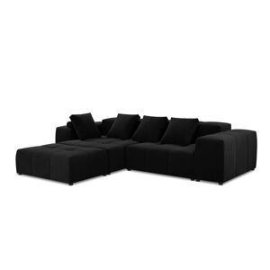 Micadoni Home Canape d'angle 5 places en velours noir