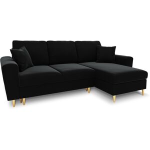 Micadoni Home Canape d'angle reversible, convertible 4 places en tissu velours noir