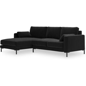 Micadoni Home Canape d'angle 4 places en velours noir