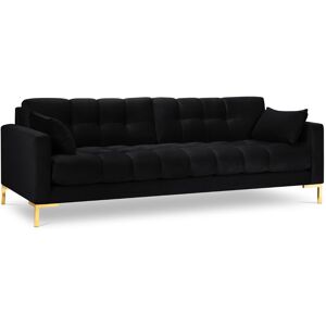 Micadoni Home Canape 4 places en tissu velours noir