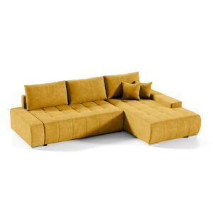 Petits meubles Canape d'angle convertible droit 4 places jaune