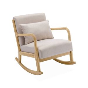 sweeek Rocking chair design tissu beige et bois - lorens rocking
