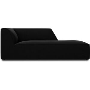 Micadoni Home Meridienne droite 1 place en tissu velours noir