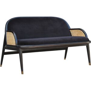 Robin des Bois Banquette design chene cannage et velours 2 places noir