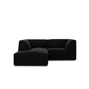 Micadoni Home Canape d'angle gauche 3 places en tissu velours noir