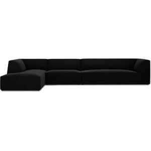 Micadoni Home Canape d'angle gauche 5 places en tissu velours noir