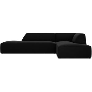 Micadoni Home Canape d'angle droit 4 places en tissu velours noir