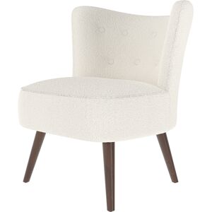 Rendez-Vous Deco Fauteuil blanc effet laine bouclette et pieds en bois d'hevea