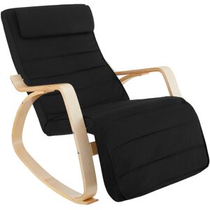 Tectake Fauteuil a bascule Avec des accoudoirs, cadre en bois de bouleau noir