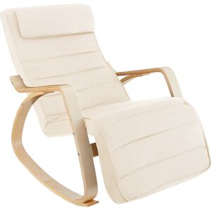 Tectake Fauteuil a bascule Avec des accoudoirs, cadre en bois de bouleau beige