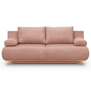 Homifab Canape convertible 3 places en velours fines côtes rose pale