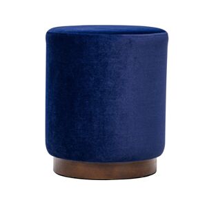Nordlys Pouf en velours bleu et base en bois