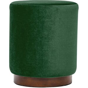 Nordlys Pouf en velours vert et base en bois