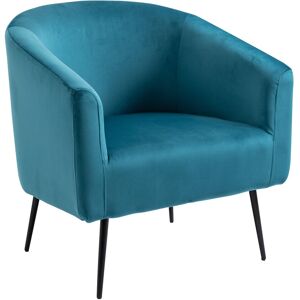 Nordlys Fauteuil de salon en metal et velours bleu canard