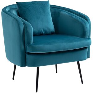 Nordlys Fauteuil de salon en metal et velours bleu canard