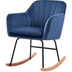 Baita Fauteuil en velours bleu rocking chair