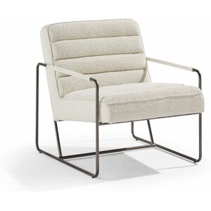 Oviala Fauteuil en tissu bouclette ivoire