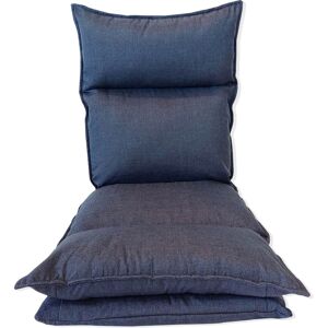 Mobili Rebecca Siege de sol rembourre en metal et polyester bleu denim