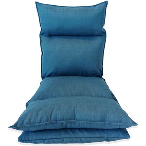 Mobili Rebecca Siege de sol rembourre en metal et polyester bleu fonce