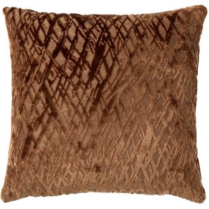 Hoii Coussin marron en velours 45x45 cm avec motif