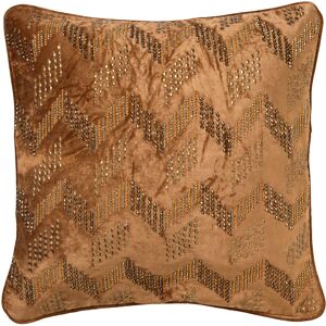 Hoii Coussin marron en velours 45x45 cm avec motif