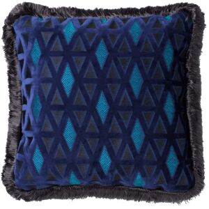 Hoii Coussin bleu en velours 45x45 cm avec motif