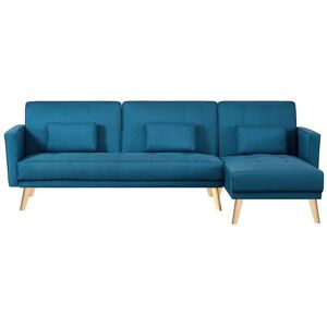 Concept Usine Canape d'angle reversible et convertible 4 places en tissu bleu canard