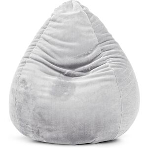 Sitting Point Pouf poire XL d'interieur fourrure douce gris clair 70x110cm