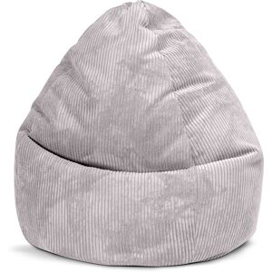 Sitting Point Pouf poire XXL d'interieur velours grosse cote gris clair 80x130cm