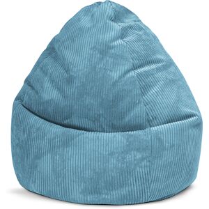 Sitting Point Pouf poire XXL d'interieur velours grosse cote bleu petrole 80x130cm