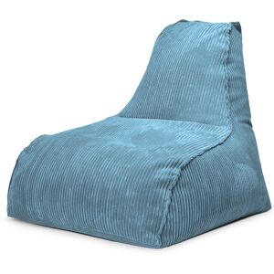 Sitting Point Pouf velours grosse cote avec dossier bleu petrole 70x80x70cm