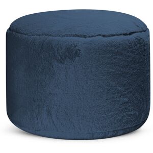 Sitting Point Pouf rond fausse fourrure douce bleu diametre 50x30cm