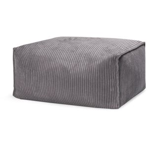 Sitting Point Pouf repose pied carre velours grosse cote gris anthracite 55x65x35cm