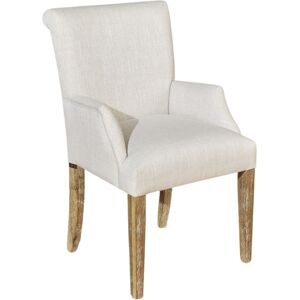 Robin des Bois Fauteuil de table en bois et tissu anti feu Beige