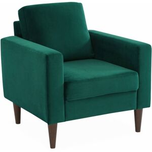 sweeek Fauteuil scandinave en velours vert anglais