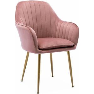 sweeek Fauteuil velours vieux rose et pieds metal