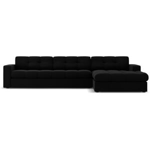 Micadoni Home Canape d'angle 4 places en velours noir