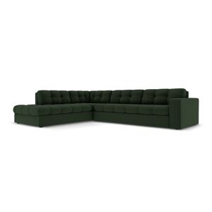 Micadoni Home Canape d'angle 5 places en tissu structure vert fonce