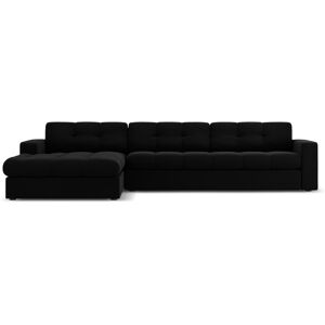 Micadoni Home Canape d'angle 4 places en velours noir