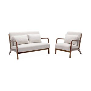 sweeek Banquette + fauteuil bouclette hevea teinte