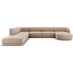 Micadoni Home Canape d'angle côte gauche 6 places en tissu velours cappuccino