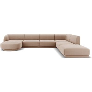 Micadoni Home Canape d'angle côte droit 6 places en tissu velours cappuccino