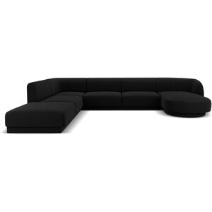 Micadoni Home Canape d'angle côte gauche 6 places en tissu velours noir