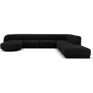 Micadoni Home Canape d'angle côte droit 6 places en tissu velours noir