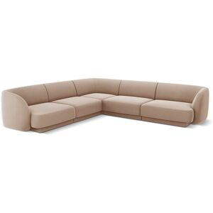 Micadoni Home Canape d'angle symetrique 5 places en tissu velours cappuccino